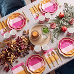 FillTouch 350 Pcs Pink and Orange Party Supplies, Sunset Style, 50 Guests - Image 4