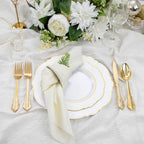 Liacere 175pcs Gold Plastic Plates - White and Gold Disposable, include 50Plates, 25Pack Pre Rolled Napkins with Silverware 25Cups Perfect for Wedding & Party & Holiday & Thanksgiving & Fall Party - Image 2