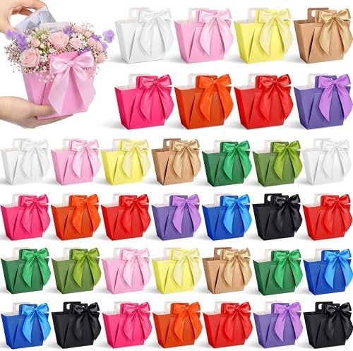 Kolldenn 36 Pack Small Gift Bag with Ribbon Handle Wedding, Assorted Colors by Unknown