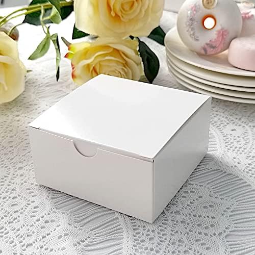 100 4 x 4 x 2" White Cake Wedding Favors Boxes with Tuck Top for Wedding Party Birthday Candy Gifts Decorations Supplies - Image 2