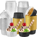 200 Pack Aluminum Cupcake Liners with Lids,Black Silver,Plain by Gandeer