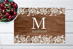 Andaz Press Custom Personalized Disposable Paper Placemats, 12 x 18 Inch, Set of 25, Custom Monogram Wooden Lace, Tableware, Dining, Table Setting for Wedding, Bridal Shower, Baby Shower, Holiday - Image 4