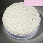 Prifroti 75 Preserved Roses in Suede Box – Luxury Rose Flower Arrangement, Preserved Flowers Gifts for Women, Wife or Mom – Birthday, Anniversary, Valentine’s Day, Mother's Day (White) - Image 3