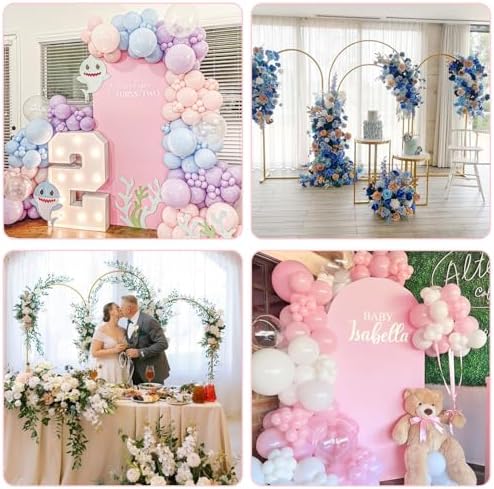 7.2FT, 6FT Wedding Arch Stand and Matching Pink Spandex Fitted Arch Backdrop Cover Set, Round Top Chiara Backdrop Stands and Covers for Birthday Party Baby Shower Banquet Arch Decor (Pink) - Image 7