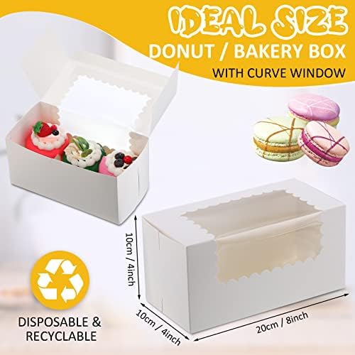 Ireer 60 Pcs 8x4x4 Inch Bakery Boxes with Window for Bread Cookie, White - Image 2