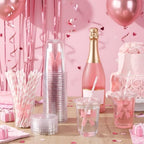 LemonRoad 100sets 16oz Pink Bow Cups Pink Birthday Party Decorations Supplies Cute Plastic Cups Disposable with Lids and Straws for Valentines Galentines Day Christmas Wedding Baby Shower Decorations - Image 2