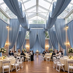 4 Panels 5ft(W) x 20ft(L) Dusty Blue Ceiling Drapes for Wedding Parties by PartyVillage