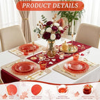 Rubtlamp 350 Pcs Plastic Dinnerware Set (50 Guests), Red And Gold Plastic Plates, Hammered Party Plates Set Include Dinner Plates, Dessert Plates, Cups, Cutlery Set And Napkins for Wedding And Party - Image 5