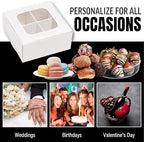 100 pcs White Mini Truffle Box for 4 Treats with Window and Dividers, Bakery Boxes, 3.5 x 3.5 x 1.57 Inches VERY SMALL Baking Boxes, Square Truffles Box for Gift Giving - Image 5