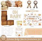 Hombae S’Mores Baby Shower Decorations, 140 Pcs Camping Baby Shower Party Supplies with Backdrop, Balloon Garland, Cake Topper, Sash for Camping Theme Party Decorations - Image 2