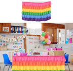 MECCANIXITY 1 Pack 14ft Rainbow Tutu Table Skirt, Ruffle Tablecloth for Rectangle or Round Table Cover for Birthday Weddings Cake Dessert Table Decorations - Image 3