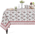Ridhi Hand Block Print Ruby Red Rectangle Cotton Tablecloth 190" x 72" Reusable Table Cover Decorative Everyday Use for Dining, Farmhouse, Home Gift for Spring, Easter, Summer by Ridhi