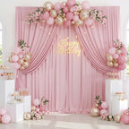 Dusty Pink Backdrop Curtains for Parties, 10 x 12 FT Wrinkle-Free Fabric Photo Backdrop, 2 Panels 5 x 12 FT Long Drapes for Wedding, Baby Shower, Birthday and Photo Booth Decor by High-ImpactVisuals