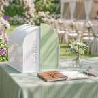 OurWarm White Arched Wedding Card Boxes for Reception, Acrylic Card Box with Writable Green Standee & Erasable Pen, Large Cards Box for Wedding Reception Party Birthday Graduation Baby Shower Decor - Image 2