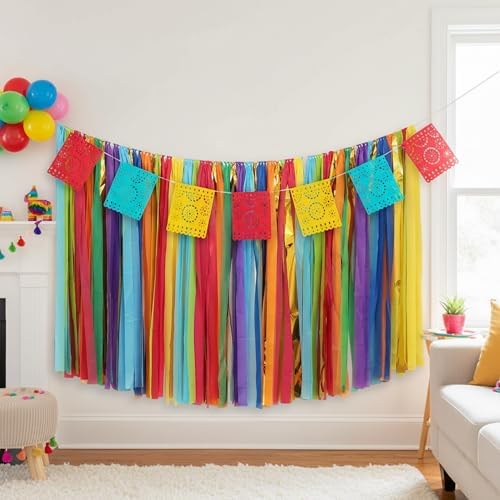 PapaKit 5ft Extra Large Colorful Streamer Fringe Party Backdrop 5ft | Ready to Hang | Vibrant Festive Rain Curtains for Birthday, Fiesta Party Decorations, High-Density Photo Booth Background - Image 7