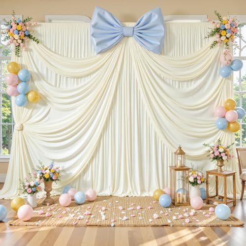 10ft x 10ft Ivory Backdrop Curtains, Ivory Cream Drapes for Backdrop Fabric - Image 3