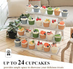 SwallowLiving 2pcs Wooden Rustic Cupcake Stand for 24 Cupcakes, Stepped Wood Display Stand for Weddings, Tiered Party Table Display Riser for Food , Dessert, Cookie, Decor, Craft Show, White - Image 2