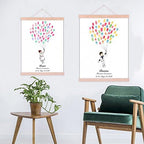 Customized Communion Gift Fingerprint Guest Book Canvas for Baby Shower Decorations Girl Holding Balloons DIY Thumbprint Painting with Wooden Hanger Ready to Hang-80x120cm - Image 4
