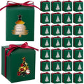 ReliThick 50 Set Candle Gift Box Transparent Gift Packaging for 4-10 oz Candles 50 Paper Thank You Tag for Wedding Birthday Baby Shower Party Favor, 3.35x3.35x3.94 in(Green,Christmas Tree) by ReliThick
