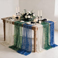 Artoid Mode 6PC Beige Green Blue Gauze Table Runner 120 Inch 10FT, Glitter Metallic Foil Sheer for Wedding Anniversary Holiday Birthday Home Party Decor by ArtoidMode