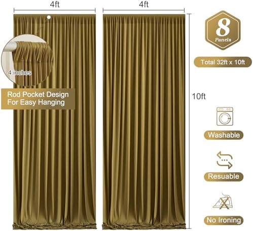 Brown Backdrop Curtains-Wrinkle-Free Polyester Photography Drapes Party Curtain Background for Baby Shower Wedding Decorations- 32 X10FT (Brown) - Image 3