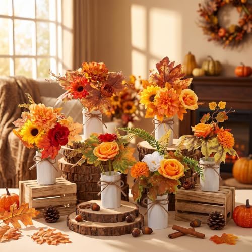Zeyune 6 Set Artificial Centerpiece, Yellow, Orange, Red, Stylish Style - Image 5