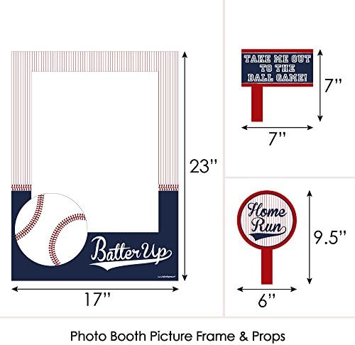 Big Dot of Happiness Batter Up - Baseball - Birthday Party or Baby Shower Selfie Photo Booth Picture Frame & Props - Printed on Sturdy Material - Image 5