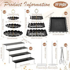 LemonRoad 19 Pcs Cupcake Stand Holder Dessert Table Display,Black and Gold - Image 2