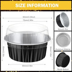 200 Pack Aluminum Cupcake Liners with Lids,Black,Plain - Image 3