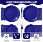 Vyntra 350 Pcs Navy Blue Paper Plates and Napkins Party Supplies - Image 3