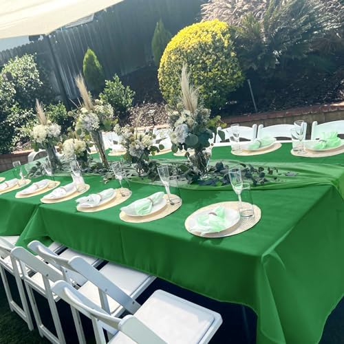 6 Pack Tablecloth 60 x 102 inch Polyester Table Cloth for 6 Foot Rectangle Tables,Stain and Wrinkle Resistant Washable Fabric Table Covers Polyester Green Table Clothes for Wedding,Party,Banquet - Image 5