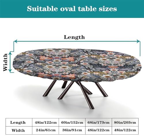 Eerie Fabric Collection - Forbidden Garden Print Tablecloths Oval Leakproof & Sturdy Washable for Dining Camping Indoor and Outdoor Fits for 48" x 68" Oval Table - Image 4