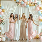 10ft x 15ft Ivory Wrinkle Free Backdrop Curtains for Wedding Party Backdrops Curtain Drapes Fabric Decorations Photo Back Drop Cloth for Baby Shower Photography Stage Reception - Image 2