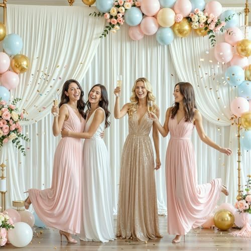 30ft x 15ft Ivory Wrinkle Free Backdrop Curtains for Wedding Party Backdrops Curtain Drapes Fabric Decorations Photo Back Drop Cloth for Baby Shower Photography Stage Reception - Image 2