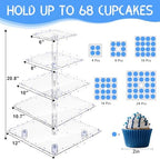 5 Tier Cupcake Stand with Blue Lights, Acrylic Square Cupcake Tower - Image 5