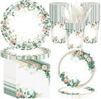 400 Pcs Sage Green Plate and Napkin Party Supplies, Green, Ease by Sunnychicc