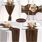 35x120 Inch Brown Cheesecloth Table Runner Rustic Fall Wedding Party Decor - Image 5