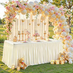 Wish Care Cream White Table Clothes for Rectangle Tables 6ft, Wrinkle Resistant Fitted Table Cloth with Pleated Ruffle Skirts for Banquet Wedding Baby Shower Folding Tables - Image 2