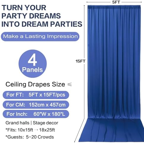 20ft×15ft Royal Blue Backdrop Curtain for Wedding Parties - Image 6