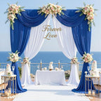 20ft×12ft Wrinkle Free Royal Blue Backdrop Curtain for Wedding Parties, 4 Panels 5×12ft Long Silky Polyester Fabric Backdrop Drapes Photo Back Drop Cloth for Boss Baby Photography Background Cloth - Image 2