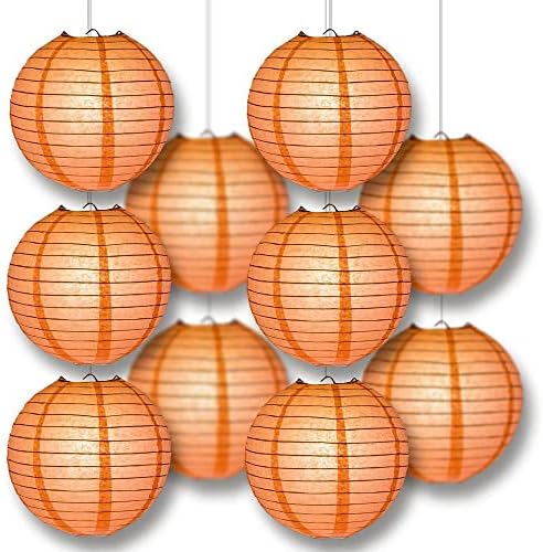 PaperLanternStore.com 10" Roseate Pink Coral Paper Lantern Party Pack with Remote Controlled LED Lights (10-Pack Combo Kit) - Image 3