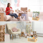 BAMBOOHOMIE Baby Shower Crate Closet, Baby Baskets with Hangers Handle, Baby Crate Box for Baby Shower, Welcome Gift Basket for Newborn Baby, Pregnancy Gift for New Parents (Natural, Small Size) - Image 7