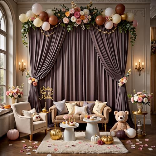 50ft x 12ft Brown Backdrop Curtains for Parties, Wrinkle Free 10 Panels Photo Backdrop Drapes Back Drop Cloth for Wedding Birthday Photography Background Decor - Image 4