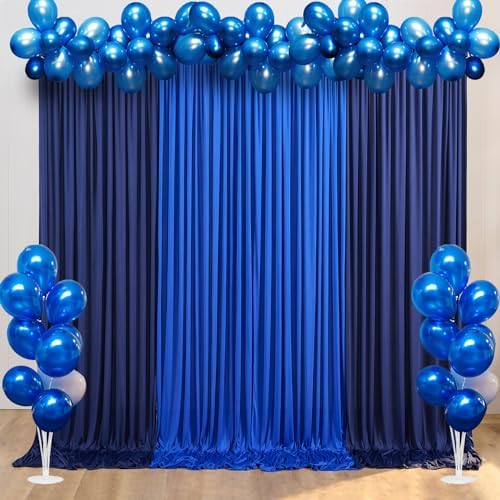 gogoparti 15ft x 10ft Royal Blue and Navy Blue Backdrop Curtains Panels for Parties Wedding, Wrinkle Free Backdrop Drapes for Wedding Birthday Party Background, 6 Panel 2.5x10ft by Gogoparti