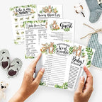 25 Woodland Word Scramble For Baby Shower, 25 True Or False Game, 25 Trivia Game, 25 Find The Guest, 25 Baby Animal Matching, 25 Nursery Rhyme Game - 6 Double Sided Cards Baby Shower Ideas - Image 2