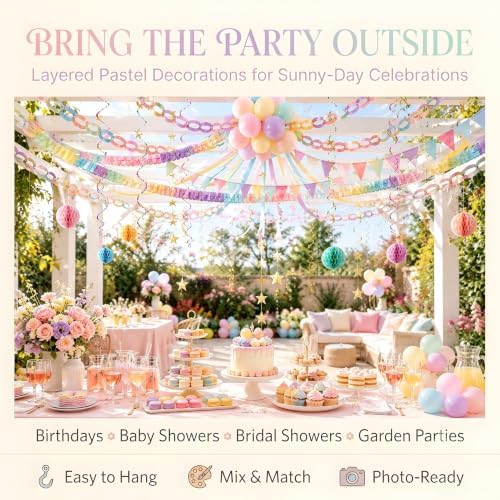 Macaron Paper Chain Kit with Streamers, Garlands & Balloons for Birthday - Image 4