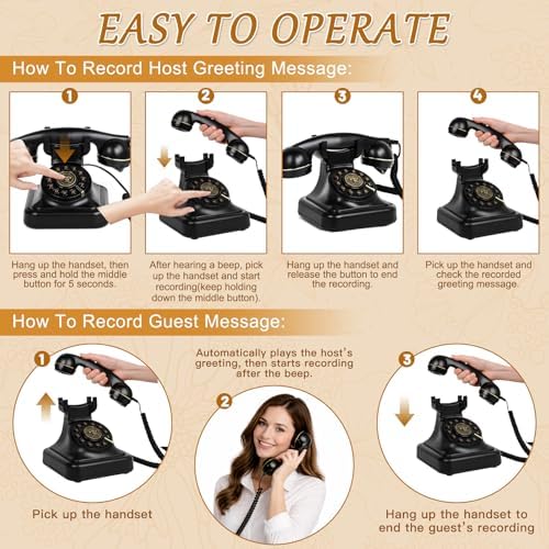 Audio Guest Book Wedding Phone with Signage, Vintage Voice Message Recorder Telephone with Premium Gift Box for Special Events,Bridal Shower,Birthday Party,Baby Shower,Anniversary - Image 5