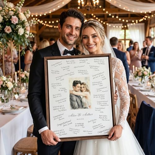callie Wedding Signature Picture Canvas - Guest Book Alternative with White Mat - Wall Hanging Photo Frame Decor, Multi Sizes - Image 4