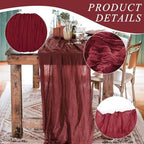 12 Pack Cheesecloth Table Runner, Runner Gauze Boho Wedding Decor Romantic Table Runner for Wedding Birthday Party(35" x 118") (Wine Red) - Image 3