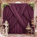 20x14ft Burgundy Backdrop Curtains for Wedding Party, 4 Panels 14 ft Long Back Drop Cloth, Wrinkle-Free Polyester Drapes for Birthday, Baby Shower, Stage Photography Background by Gogoparti